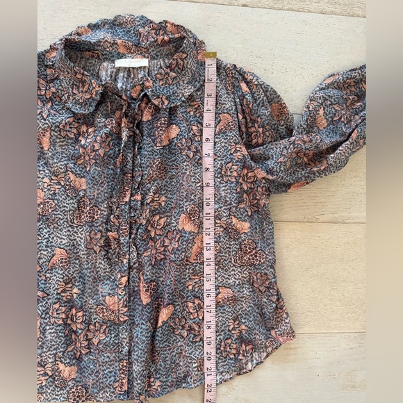NWOT Ulla Johnson Manet Cotton Ruffle Floral Blouse Aegean Blue Sz 8 Medium - Picture 13 of 15